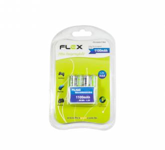 PILHA RECARREGAVEL AAA 1100MAH FLEX C/4 UNID. FX-AAA11B4