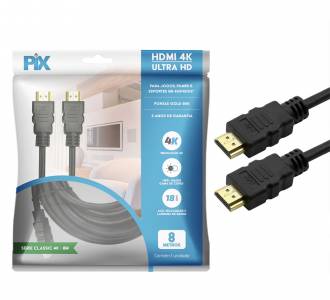 CABO HDMI  8MT V2.0 4K S/FILTRO PIX HDR 19P 30AWG 018-2228