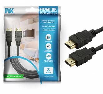 CABO HDMI  3MT V2.1 8K S/FILTRO PIX HDR 19P 30AWG 018-1030