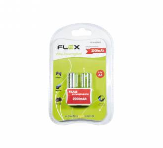 PILHA RECARREGAVEL AA 2900MAH FLEX C/2 UNID. FX-AA29B2