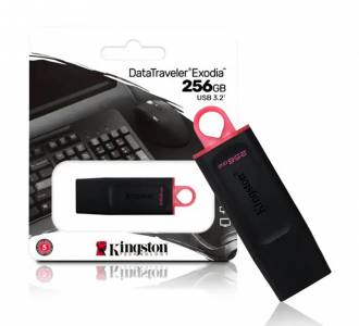 PEN DRIVE 256 GB KINGSTON EXODIA DTX USB 3.2 PRETO/VERMELHO