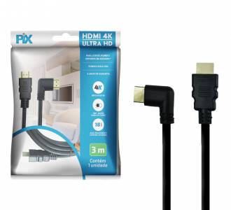 CABO HDMI  3MT V2.0 4K S/FILTRO PIX HDR 19P 30AWG 90 GRAUS 018-3323