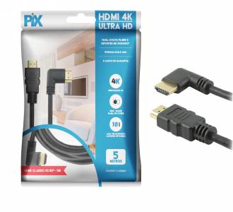 CABO HDMI  5MT V2.0 4K S/FILTRO PIX HDR 19P 30AWG 90 GRAUS 018-3325